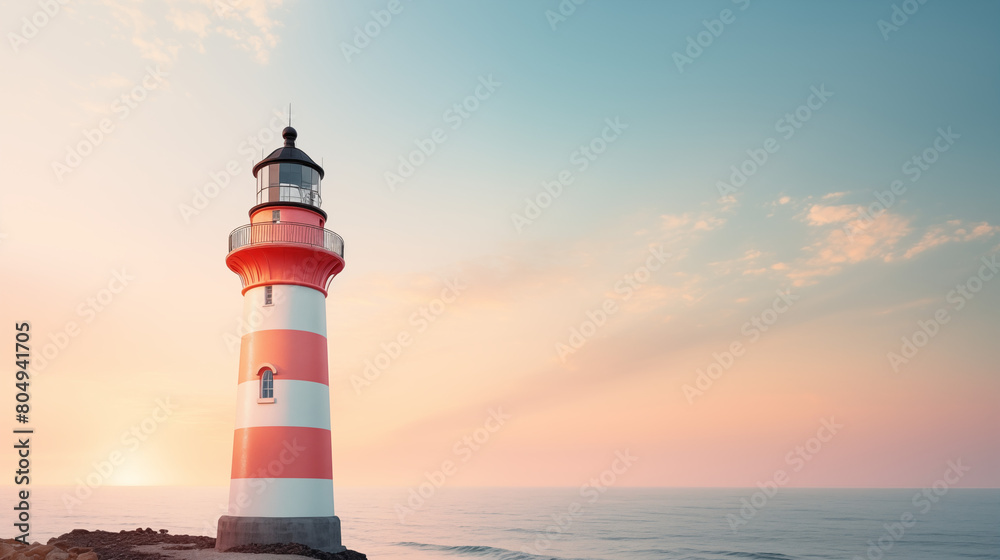 Lighthouse with clean pastel light