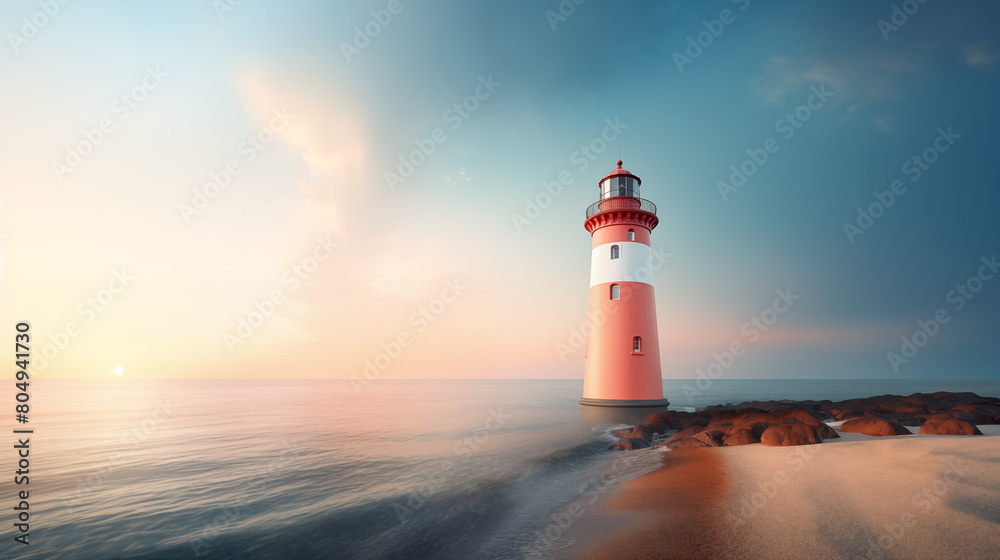 Lighthouse with clean pastel light Lighthouse with clean pastel light