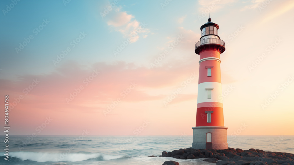 Lighthouse with clean pastel light Lighthouse with clean pastel light