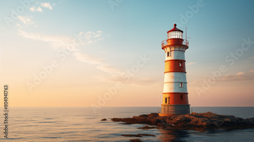 Lighthouse with clean pastel light