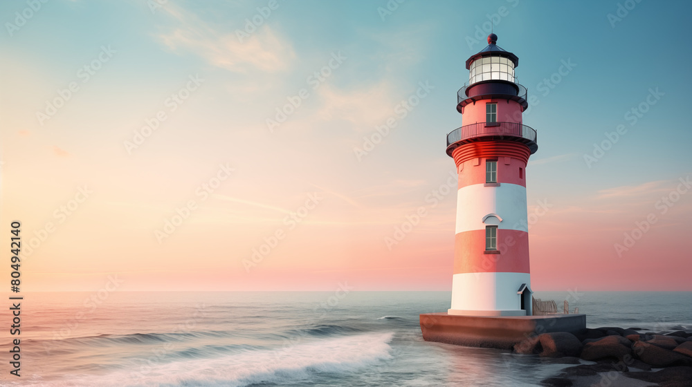 Lighthouse with clean pastel light