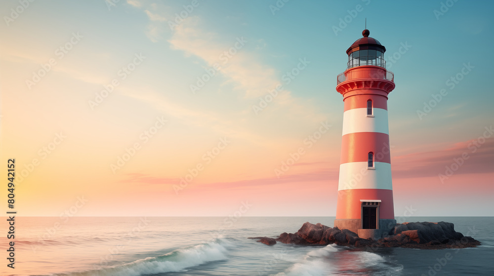 Lighthouse with clean pastel light Lighthouse with clean pastel light