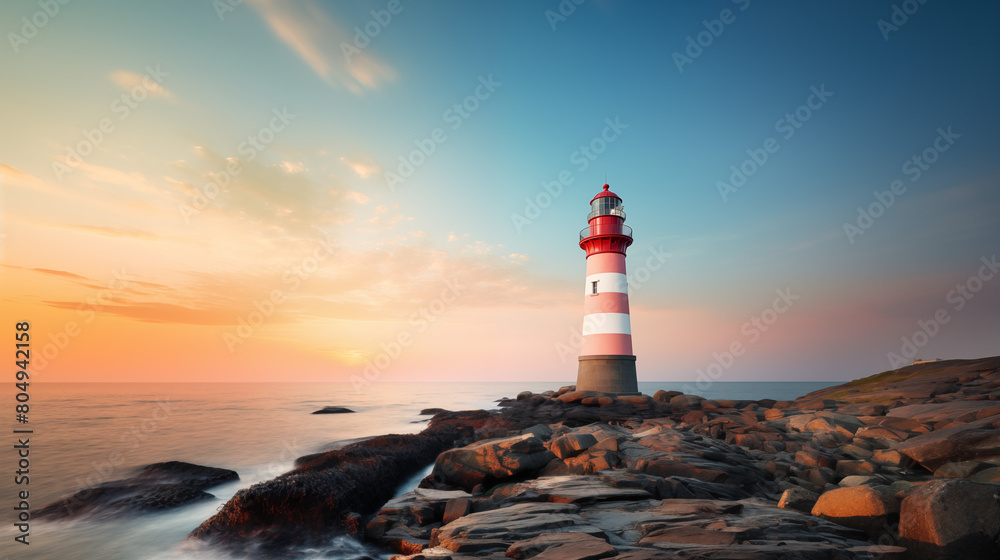 Lighthouse with clean pastel light