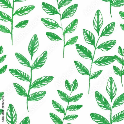 A seamless botanical watercolor illustration featuring a variety of green leaves  perfect for backgrounds  textiles  and eco-friendly concepts