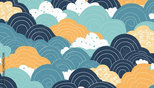 Japanese pattern cloud background pattern illustration