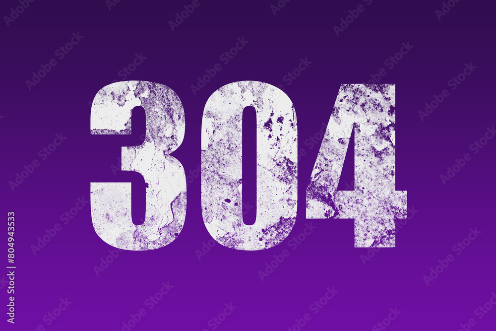 flat white grunge number of 304 on purple background. flat white grunge number of 304 on purple background.