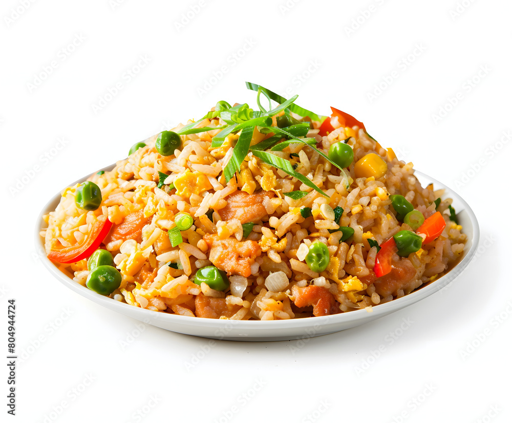 Vegetable Fried Rice Delight: A Plate of Savory Asian Cuisine. Vegetable Fried Rice Delight: A Plate of Savory Asian Cuisine.