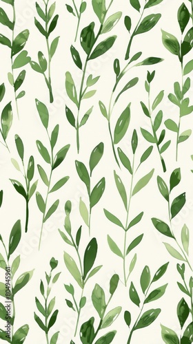 A seamless botanical watercolor illustration featuring a variety of green leaves  perfect for backgrounds  textiles  and eco-friendly concepts