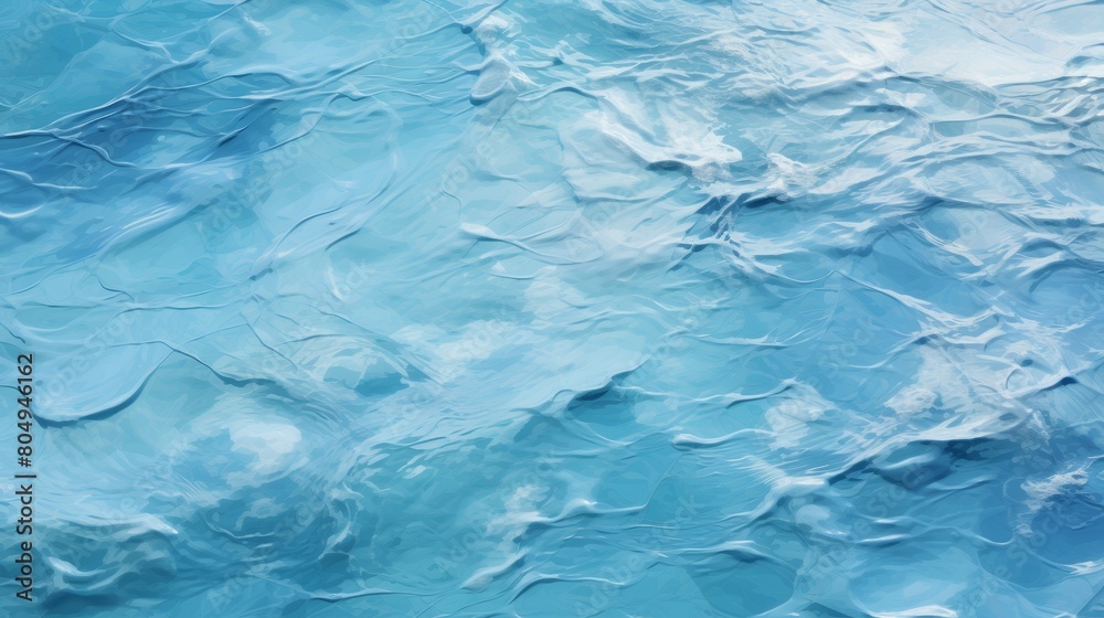 Obraz premium Blue sea or ocean water surface and underwater with sunny and cloudy sky