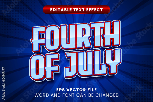 Fourth of july celebration text style. United state of america editable text effect