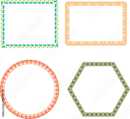 illustration of set of 4 shapes color border frames design