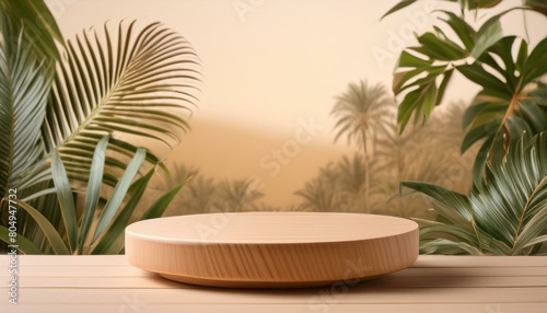 Forest Essence  Circular Wood Podium Amidst Nature s Beauty for Product Display