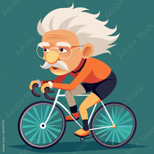 A man riding bike line pop art potrait logo colorful design with dark background. Isolated black background for t-shirt, poster, clothing, merch, apparel, badge