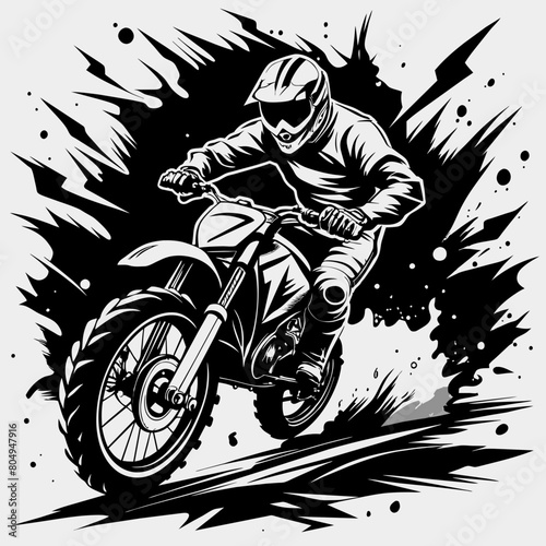 A man riding bike line pop art potrait logo colorful design with dark background. Isolated black background for t-shirt, poster, clothing, merch, apparel, badge
