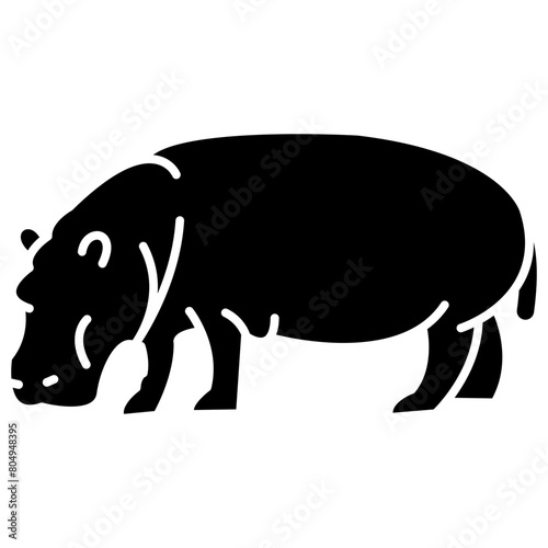 hippopotamus glyph vector icon