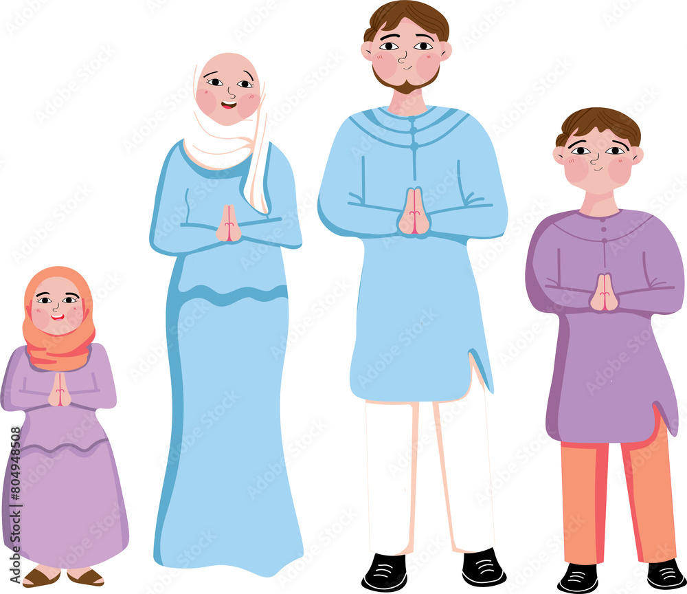 Happy muslim family celebration eid al adha