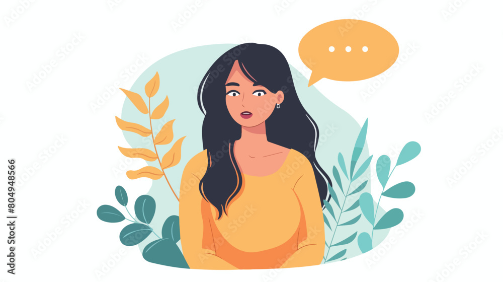 Woman with speech bubble avatar character Vector illustration