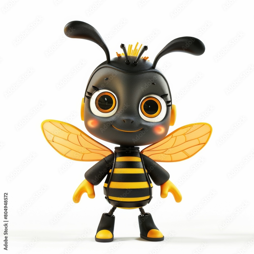 Playful black and yellow bee toy with big eyes Playful black and yellow bee toy with big eyes
