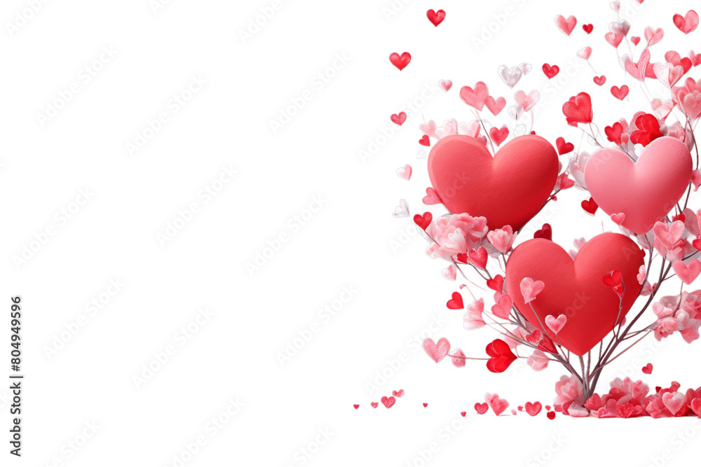 Illustration of hearts with ornament curls, Isolated on transparent PNG background, Generative ai