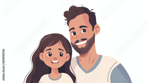 Father and daughter smiling avatar character Vector style