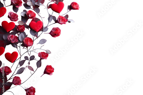 Illustration of hearts with ornament curls  Isolated on transparent PNG background  Generative ai