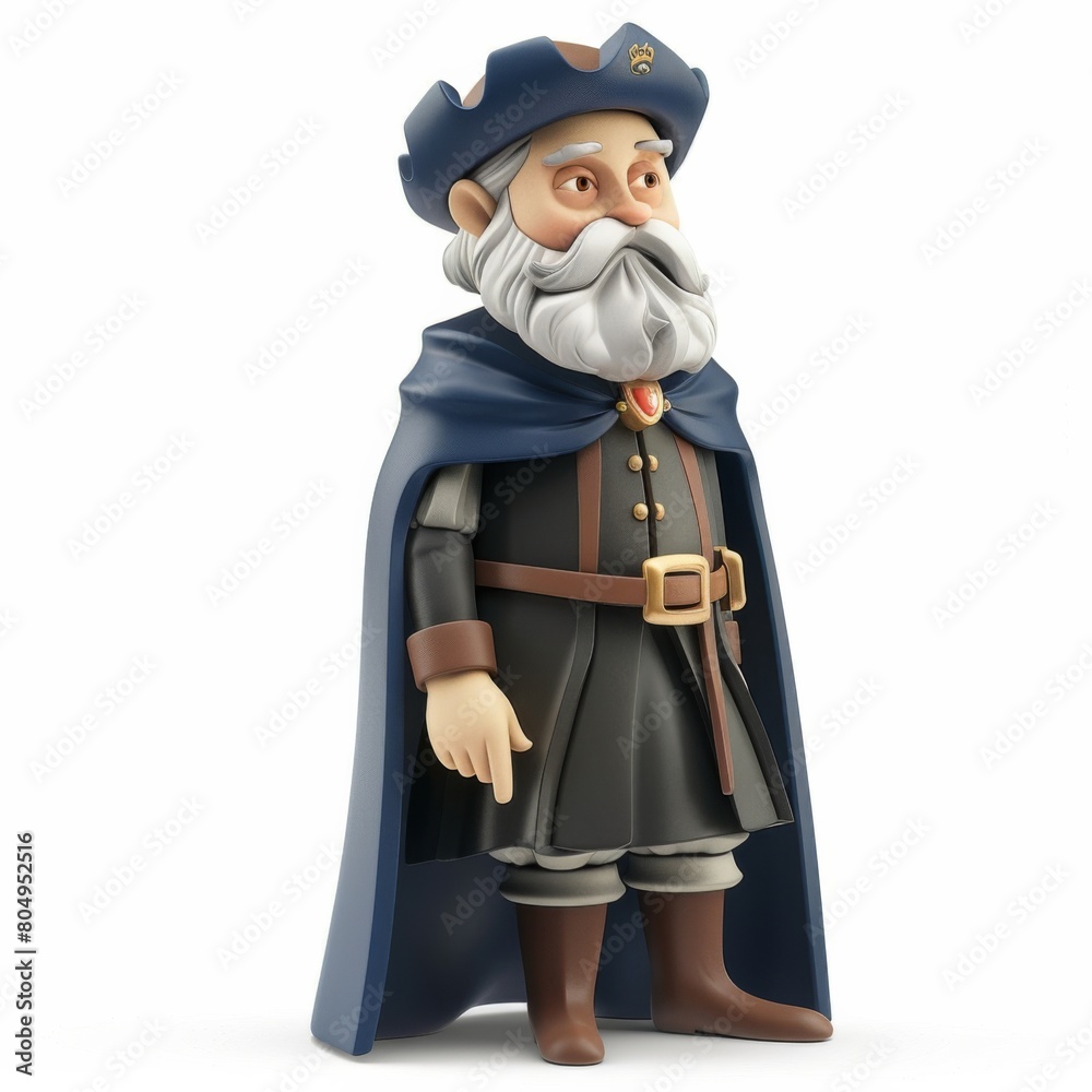 A male figurine adorned in a cape and sporting a majestic beard stands as a timeless symbol of wisdom and power