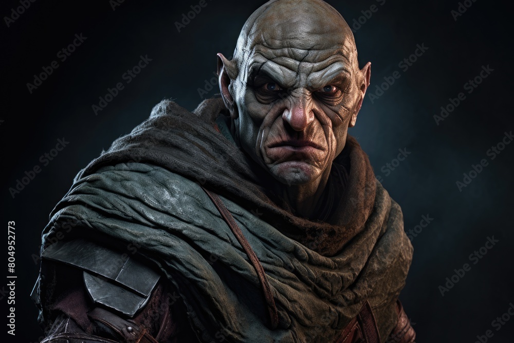 Mysterious hooded figure with intense expression Mysterious hooded figure with intense expression