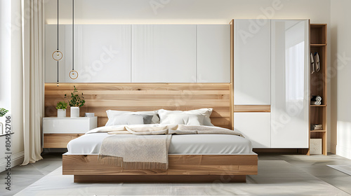 Striking Headboard Design and Serene Color Palette.