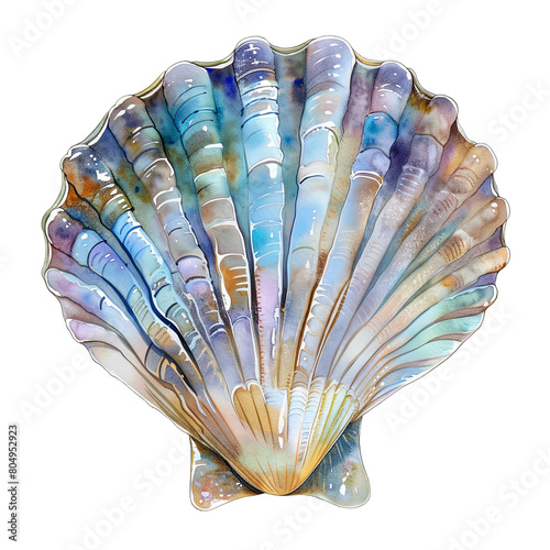 Pearl seashell watercolor clipart illustration on transparent background