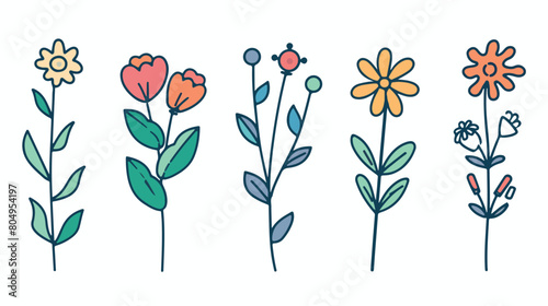 Flower line and fill stylee icon design natural floral