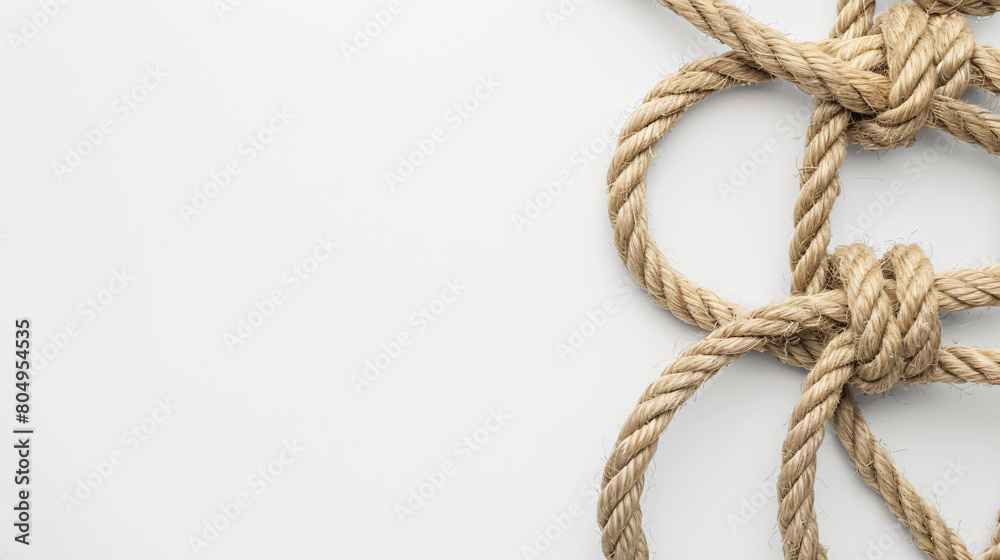 Rope on white background top view