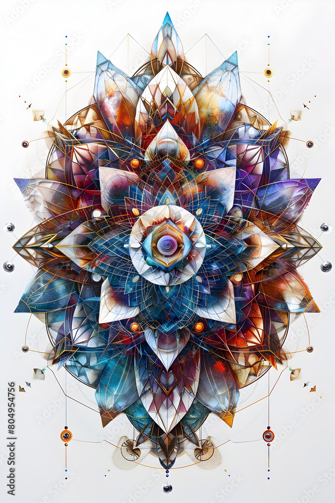 Mesmerizing Cosmic Mandala:Unveiling the Secrets of Sacred Geometry in a Vibrant Psychedelic Wonderland