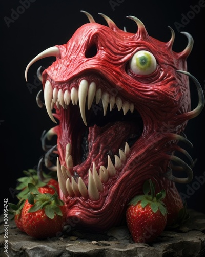 Terrifying monster made of strawberries
