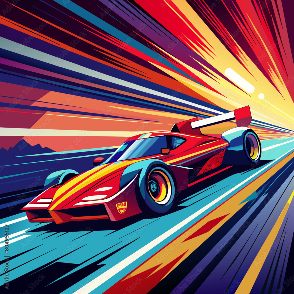 fast moving car on the road, Racing car motion blur backgrounds with vibrant trails.