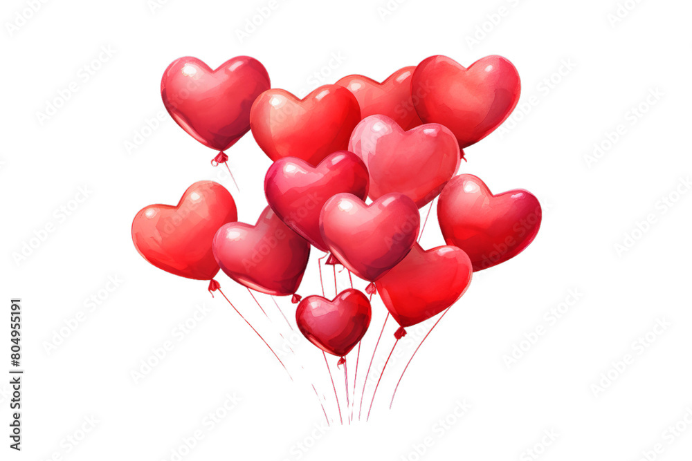 Illustration of hearts with ornament curls, Isolated on transparent PNG background, Generative ai