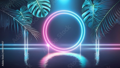 abstract background with palm trees light, vector, sky, illustration, star, sun, design, 