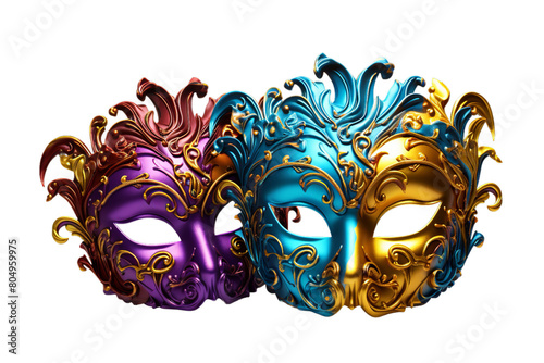 a Flamboyant Mardi Gras Masks bright colors, Isolated on transparent PNG background, Generative ai