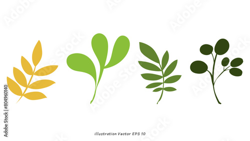 Green color leaf vector logo flat ico , isolated on white background , illustration Vector EPS 10