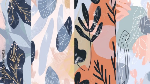 Abstract japandi and scandinavian style print soft tones and shapes conveying a sense of tranquility and beauty. Great as product design for posters, home interior