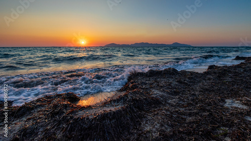 sunset at the beach in kos