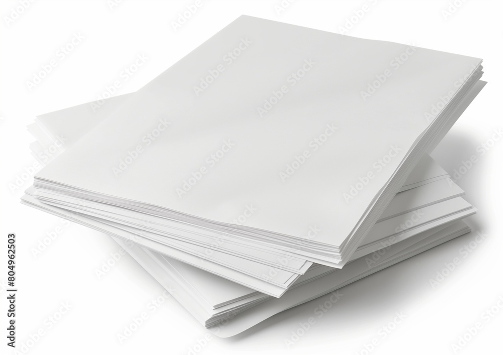 Blank White Paper Stack on White Background Office Supplies Concept Blank White Paper Stack on White Background Office Supplies Concept