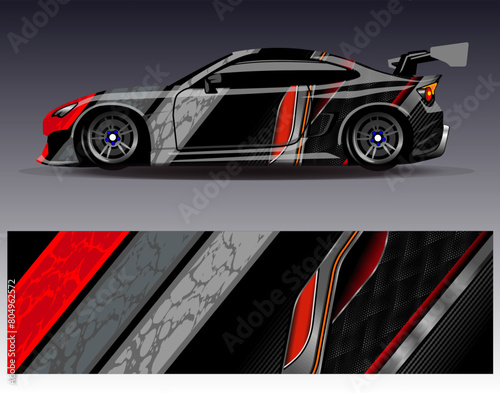 Car wrap design vector.Graphic abstract stripe racing background designs for vehicle  rally  race  adventure and car racing liverY