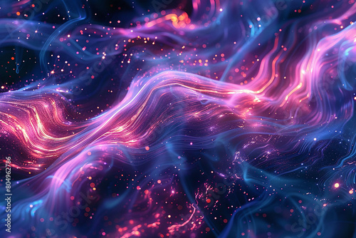 Vivid streaks of light weaving through an interstellar canvas, forming intricate patterns of luminescence.