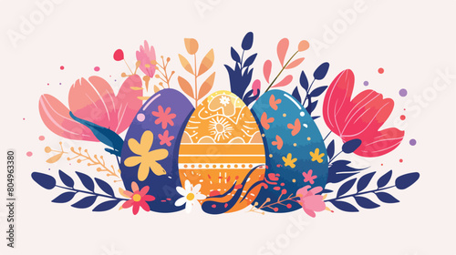 Happy easter egg design Spring decoration holiday gr