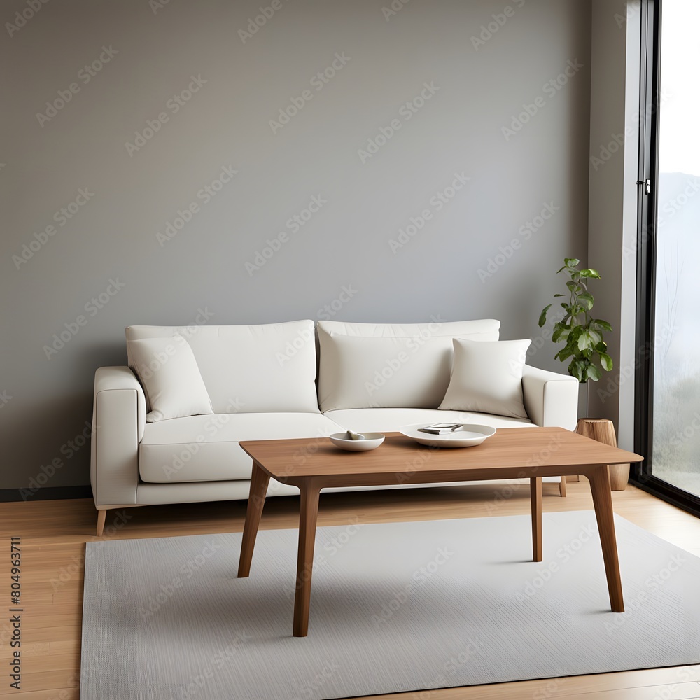 Simple neat interior. Simple sofa and table, ai, generative, 생성형, 심플한 인테리어 Simple neat interior. Simple sofa and table, ai, generative, 생성형, 심플한 인테리어