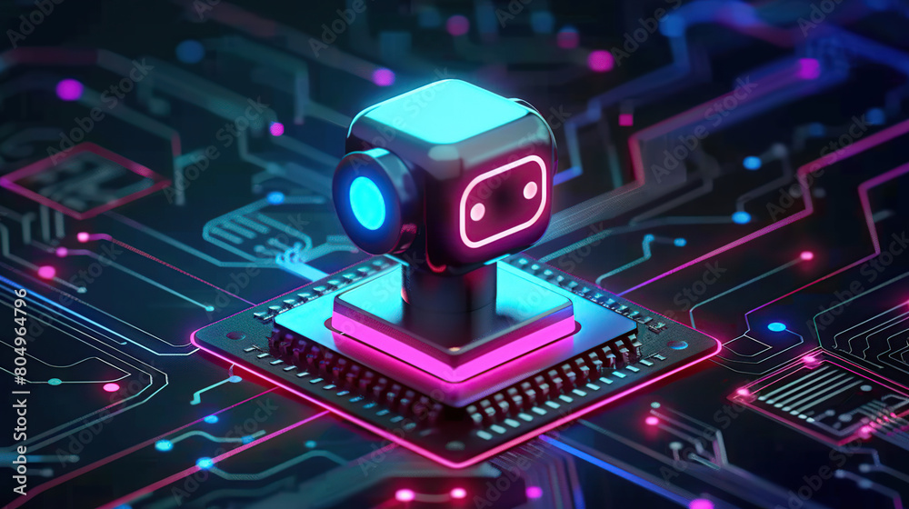 Artificial intelligence chat bot connected to computer processing unit Artificial intelligence chat bot connected to computer processing unit