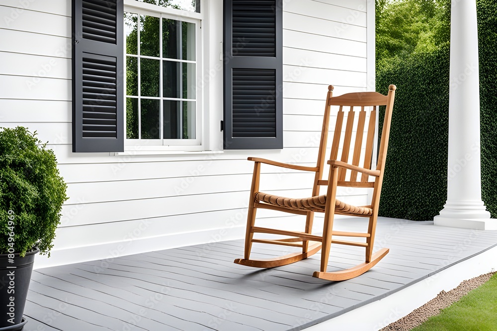 a wooden rocking chair