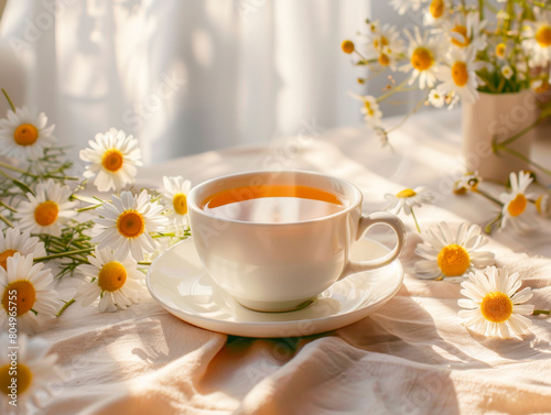 Sunny Morning Tea with Fresh Daisies.