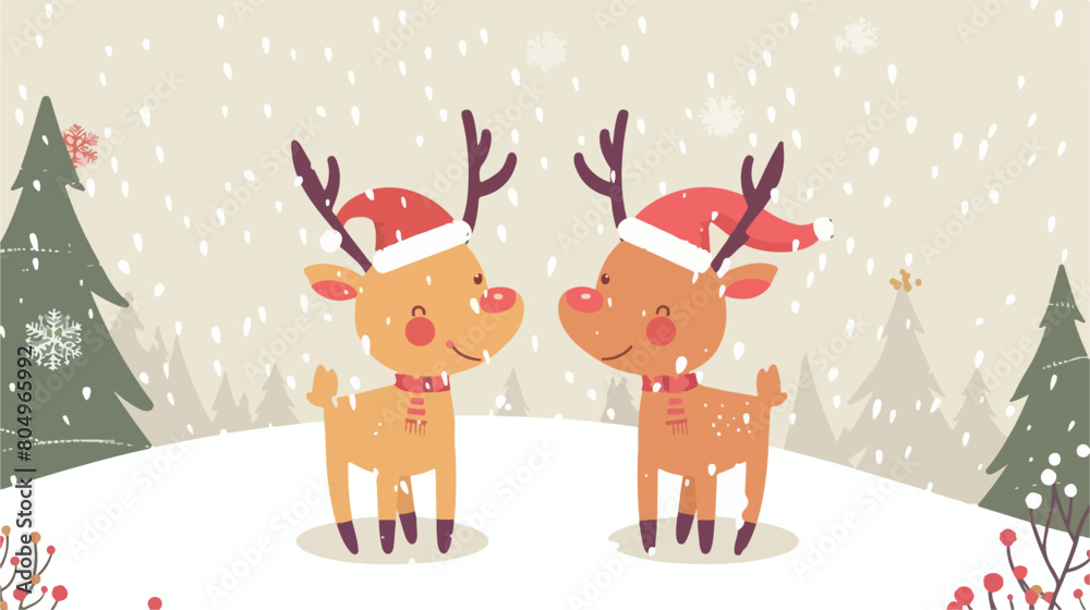 Happy merry christmas reindeer animal character vector