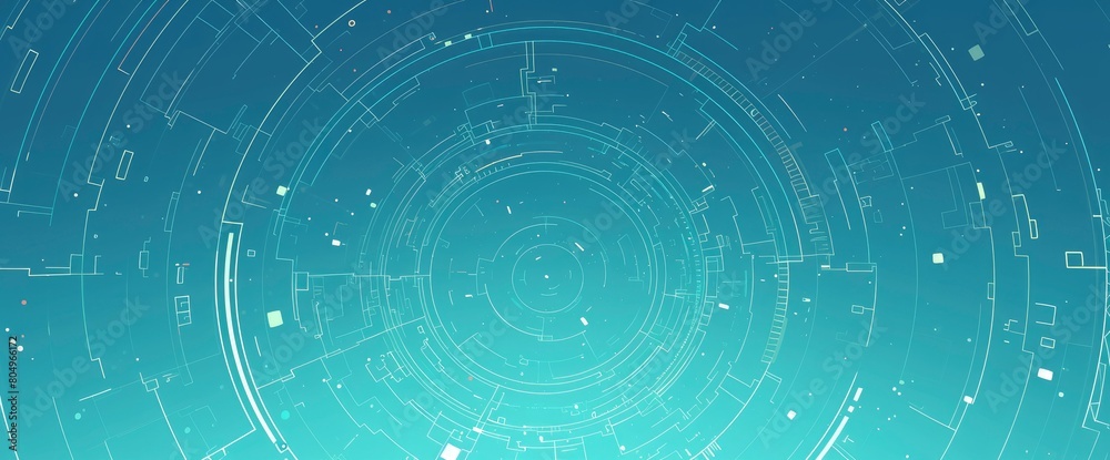 Background featuring concentric circles against a teal backdrop, Cartoon background